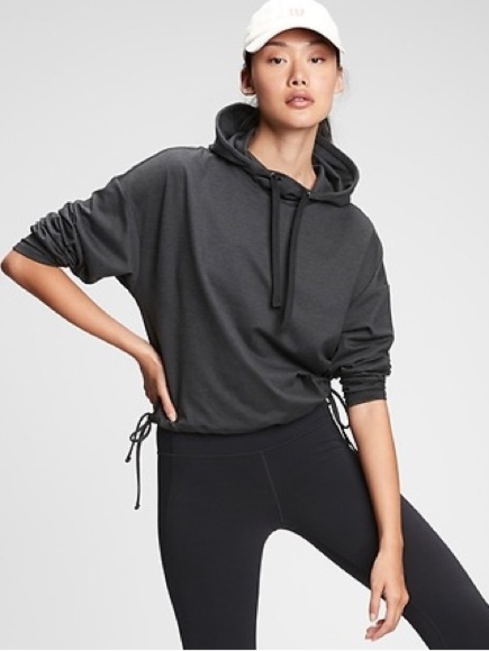 GapFit Brushed Tech Jersey Side-Tie Hoodie (small tall)